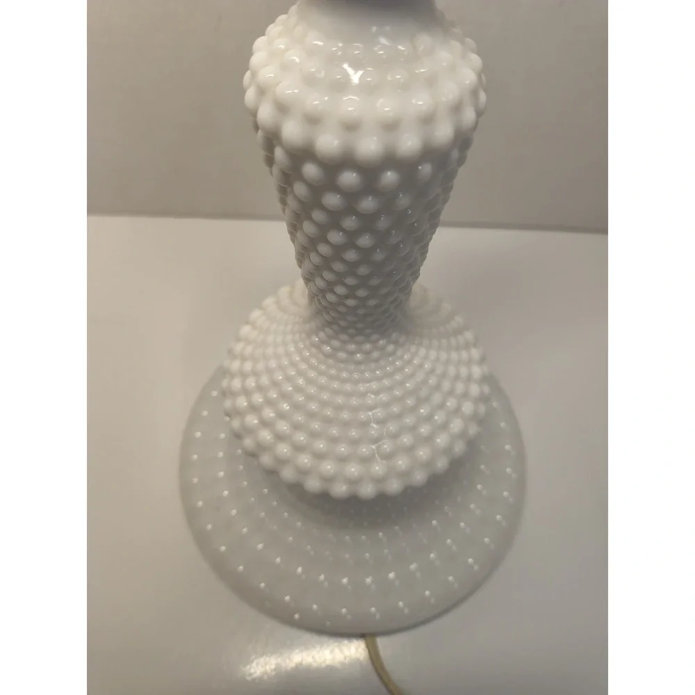 Vintage White Hobnail Milk Glass Lamp Base~ Boudoir Parlor Vanity Dresser~ Works